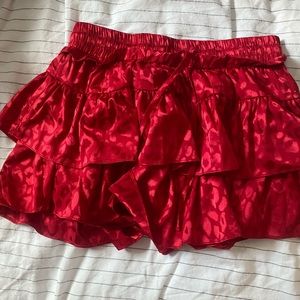 red cheetah print skirt w/ built in shorts